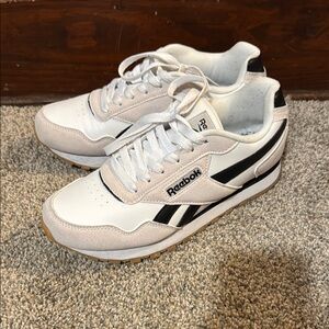 Reebok White and Black Classic Sneakers Retro Design
